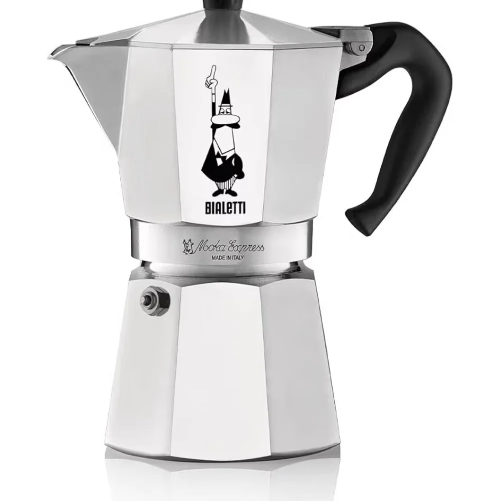 New Bialetti Moka Express Stovetop Espresso Maker - Stainless Steel & Black 6